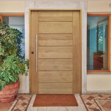 Imagem de Kit Porta de Madeira Pivotante 210x120cm Batente 14Cm Fechadura 803 Ro