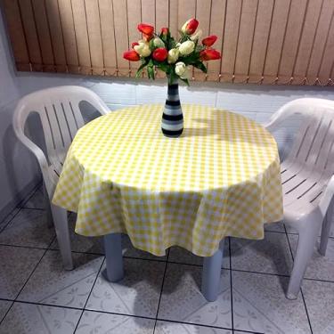 Imagem de Toalha Mesa de TNT Estampada Redonda 1,35 Diâmetro - 3 Uni Xadrez Amarelo