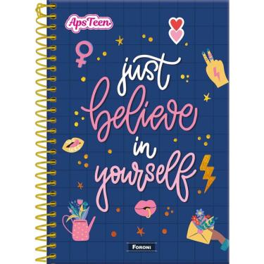 Imagem de Caderno Universitário APS Teen 96 folhas Capa Dura Espiral Dourado com Adesivos