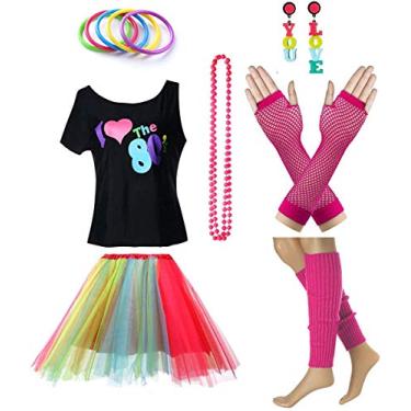 Imagem de Camiseta feminina I Love The 80's Acessórios de roupa dos anos 80 (GG/XXL, colorido), Colorido., X-Large/XX-Large