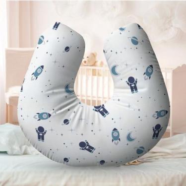 Imagem de Almofada Amamentação Travesseiro Astronauta Azul 100% Algodão - Neném 