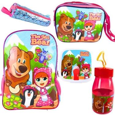 Imagem de Kit Completo Infantil The Girl and the Bear Mochila Lancheira Pote com