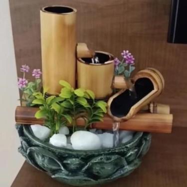 Imagem de Fonte De Agua Cascata 2 quedas Bambu Flor Lotus Decoracao - NoBrand, 3