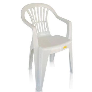 Imagem de Cadeira Plástica com Braço Branca Suporta até 120Kg - Antares