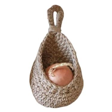 Imagem de Cesta suspensa de parede cesta de armazenamento de juta cestas de frutas vegetais para cozinha, restaurante, estilo vegetal, 3 cestas de frutas vegetais