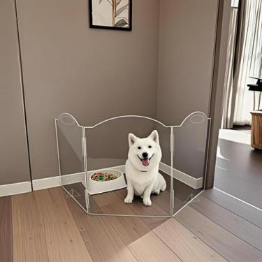 Imagem de All cheerful Portão De Acrílico Transparente Para Cães Uso Interno – 3 Painéis Animais Estimação Portas, Sem Perfuração, Barreira Dobrável Cães, Cerca E Gatos Com Pés Apoio Casa, Escadas Cercadinho