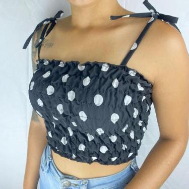 Imagem de Blusa Cropped Feminino Lastex Com Alcinha Ajustável De Laço - xorameni