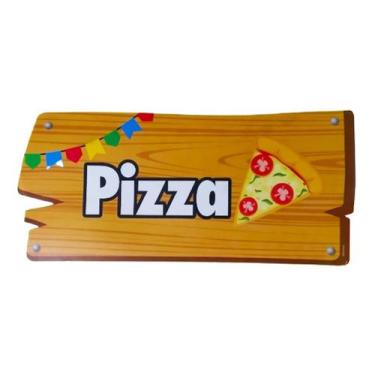 Imagem de Placa Festa Junina para Barraca de Pizza - 37cm x 17cm - Cromus