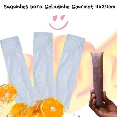 Imagem de Saquinhos 4x24cm para gelinho, geladinho, farofa transparente saco pe 
