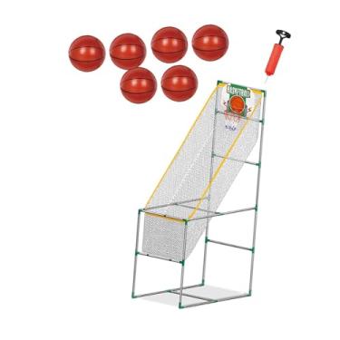 Imagem de menolana Crianças de jogo de basquete de arcade define brinquedos esportivos removíveis argola único com baile meninos garotas durabilidade e fácil assembly, com 6 Bola, 1.39m