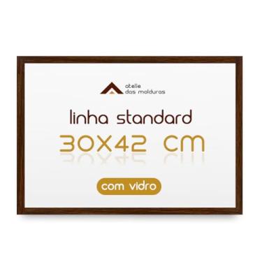 Imagem de Moldura Quadro A3 30x42 para Decoração Parede com Vidro (Marrom)