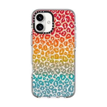 Imagem de CASETIFY Capa transparente para iPhone 16 Plus [não amarela/2 m. Proteção contra quedas de grau militar/compatível com Magsafe] - Cheetah vibrante arco-íris - transparente