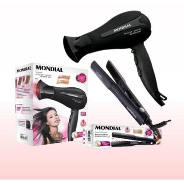 Imagem de kit Mondial Secador SC-13 e Prancha P-15 - Preto - 220v, 220V