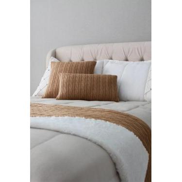 Imagem de Peseira Tricô Cordas Forrada Pelo Sherpa Carlan, Marrom, Queen 230x65c