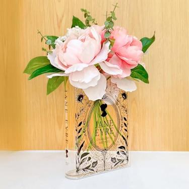 Imagem de Vaso de acrílico para livros clássicos literários, presentes para leitores, amantes de livros e entusiastas de flores (Transparent_Jane)