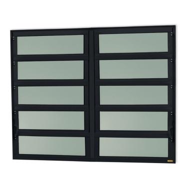 Imagem de Janela De Aluminio Basculante 2 Seções Elite Vidro Boreal 100cm X 200cm Brimak Preto