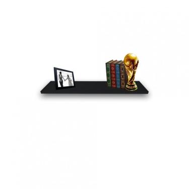 Imagem de Prateleira Simples Preta 80X20 Cm Com Suporte Em Mdf