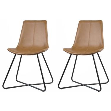 Imagem de Kit 2 Cadeiras Brenda Rivatti Poliuretano Caramelo Base Preta