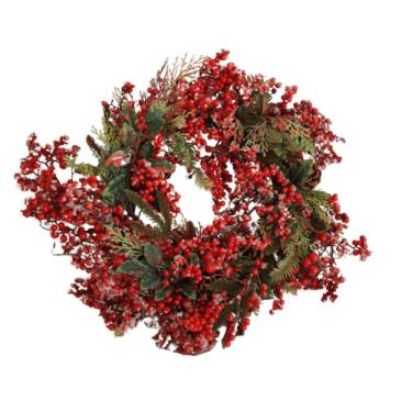 Imagem de Guirlanda De Natal Com Frutinhas Vermelhas 64cm Diâmetro