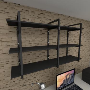 Imagem de Prateleira Quarto Infantil Preto Prateleira Sala Pratileira Estante Mdf Prateleira Industrial