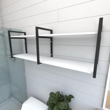 Imagem de Estante Nicho Industrial Banheiro Prateleira Branca Prateleira Industrial Prateleira