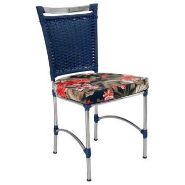 Imagem de Cadeira Em Alumínio E Fibra Sintética Jk Cozinha Edícula Azul Dark E Maui Preto