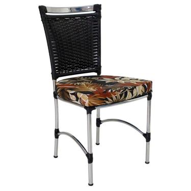 Imagem de Cadeira Em Alumínio E Fibra Sintética Jk Cozinha Edícula Preto E Rivieira Marrom