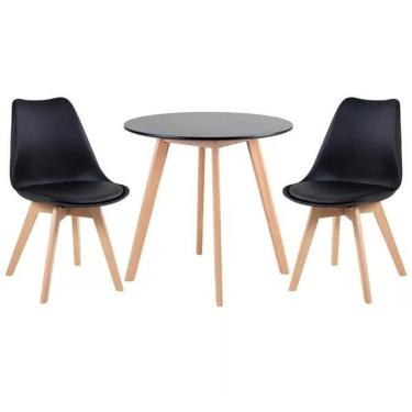 Imagem de Kit - Mesa De Jantar Leda 90 Cm Preto + 2 Cadeiras Estofadas Leda Preto