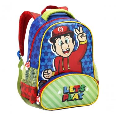 Imagem de Mochila Costas Escolar Infantil Menino Super Mario Bros Lets Play Denlex