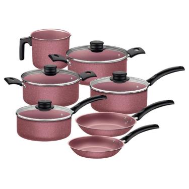 Imagem de Jogo De Panelas 7 Peças Em Alumínio Com Revestimento Interno E Externo Rosa Tramontina 20297/461