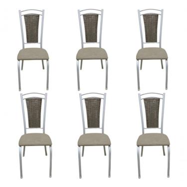 Imagem de Kit 6 Cadeiras Branca Cozinha Aço Tubolar Confortável Jantar