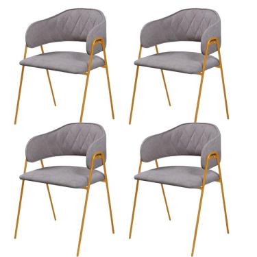 Imagem de Conjunto 4 Cadeiras Veneza No Boucle Cinza E Metal Dourado