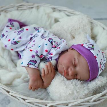 Imagem de Reborn Baby Doll WOOROY Realistic 45 cm Full Vinyl Body Girl