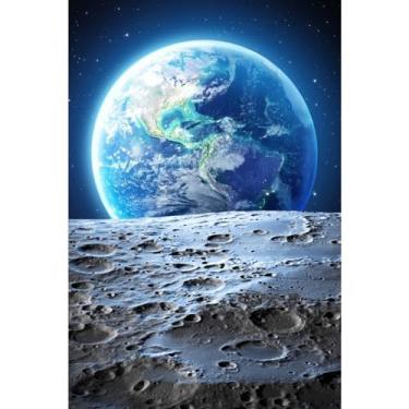 Imagem de DORCEV 2,4 x 3,6 m, espaço sideral, terra, cenário de fotografia, universo, galáxia, lua, superfície, planeta, estrelas, pegadas, fundo fotográfico para chá de bebê, decorações de festa de aniversário