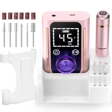 Imagem de ANBEISTEE Broca de Unha Profissional Recarregável de 45.000 Rpm, Controle de Tela Sensível Ao Toque, Bateria com Duração de 15+H, Kit de Lixa de Unha Elétrica Portátil para Manicure/Pedicure/Modelagem