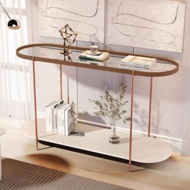 Imagem de Aparador Alamanda com Espelho Castanho/Off White/Bronze - Jb Bechara, 