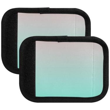Imagem de Elegante alça de bagagem azul claro ciano gradiente envoltório bonito neon malas identificadores de bagagem, acessórios de bagagem, 2 unidades, Rosa Blush Aqua Blue Dégradé, 2 Pack, Estampa fofa