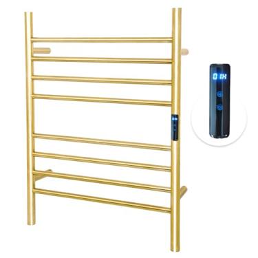 Imagem de Dawot Aquecedor De Toalhas Elétrico Com 8 Barras, 23" Parede, Temporizador E Controle Temperatura Para Banheiro, Dourado Escovado