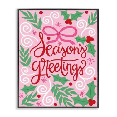 Imagem de Stupell Industries Cute Lettering Season's Greetings Design de arte giclée emoldurado preto por Taylor Shannon Designs, 24 x 30
