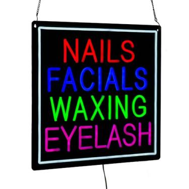 Imagem de Radytte Placa De Led Neon Para Unhas, Tratamentos Faciais, Depilação, Cílios, Letreiros Comerciais Alto Brilho Salões Beleza, Spas E Estúdios Cuidados Com A Pele, Painel Traseiro Acrílico Preto, Fác