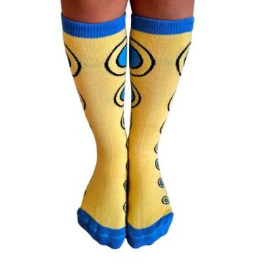 Imagem de Meia infantil 7/8 amarelo/azul 26-33 ref-015476-04 c-22 - LEKE  MEIAS
