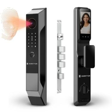 Imagem de Fechadura Eletrônica Digital Inteligente Com Biométrica Senha Wi-fi Reconhecimento Facial 3d Face ID Kuanttum Omega