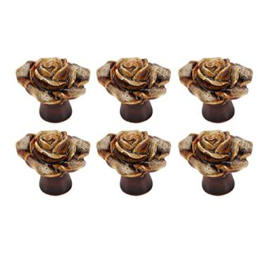 Imagem de Flor de Delicado Botão de Cerâmica + Decoração de Casa Encantadora para a Cômoda de Gavetas Branca de Leopardo [6pcs] + Armário, Armário, Porta
