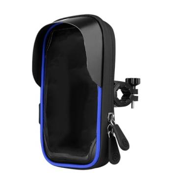 Imagem de kowaku Suporte para celular de bicicleta com capa de chuva, bolsa de guidão giratória 360°, suporte para celular de bicicleta para viagem, Azul E Preto