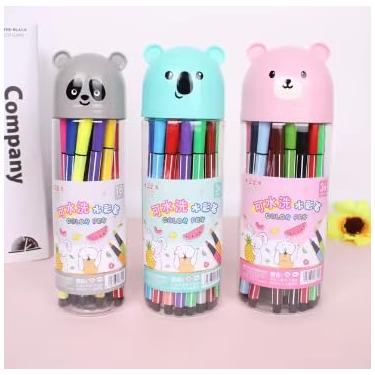 Imagem de Kit Canetinhas Coloridas com Estojo de Ursinhos Fofos, 12 Cores, Design Infantil