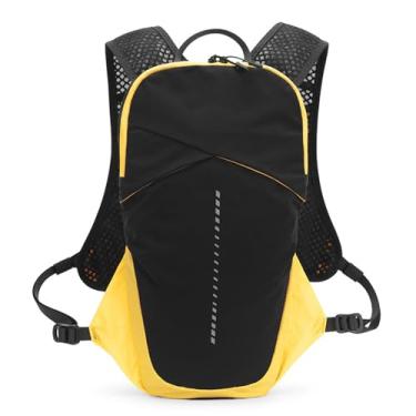 Imagem de Mochila de coletes de hidratação Backpack de água corrente respirável com design reflexivo 1.5l Compartimento da bexiga de água para caminhadas ao ar livre Spandex 15x7.9x1.2in (Amarelo)