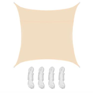 Imagem de TBATM Sombra Velas Creme Cor Retângulo Cor Sólida Laranja Clara Toldo Impermeável Abrigo Jardim ao ar Livre Bloco Uv Sol Sombra Vela Beige com Cordas Grátis para Varanda Pátio Partido,3.6X3.6m