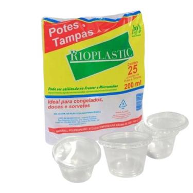 Imagem de Pote com Tampa 200ml - Rioplastic, 5 PACOTES