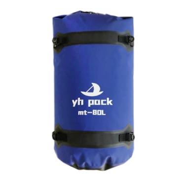 Imagem de Vaveren Bolsa de viagem impermeável para motocicleta, bolsa traseira, multiuso, resistente, espaçosa, para homens e mulheres, para viagens e passeios de barco, Azul 80l
