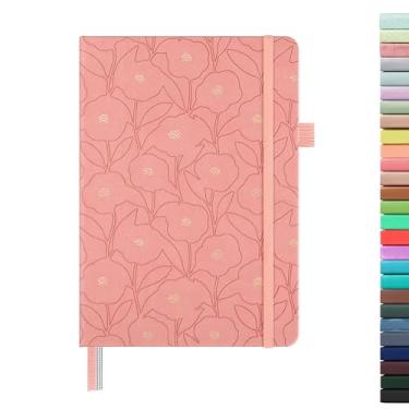 Imagem de &And Per Se Caderno de diário forrado para mulheres e homens com padrão, papel grosso de 160 páginas 100 g/m2, diários de capa dura A5 para escrever (1 pacote, rosa pêssego)